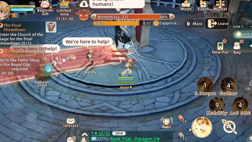 Combattimento in Tree of Savior Neo contro un boss nella Chiesa del Saggio.