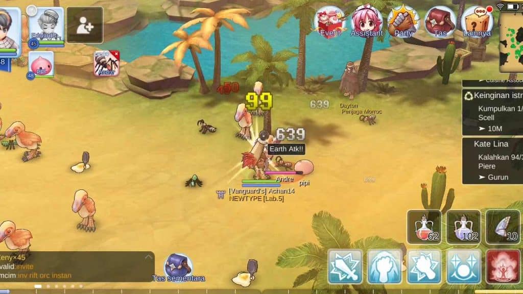 Personaggio in Ragnarok Online M combatte mostri nel deserto vicino a Morroc.